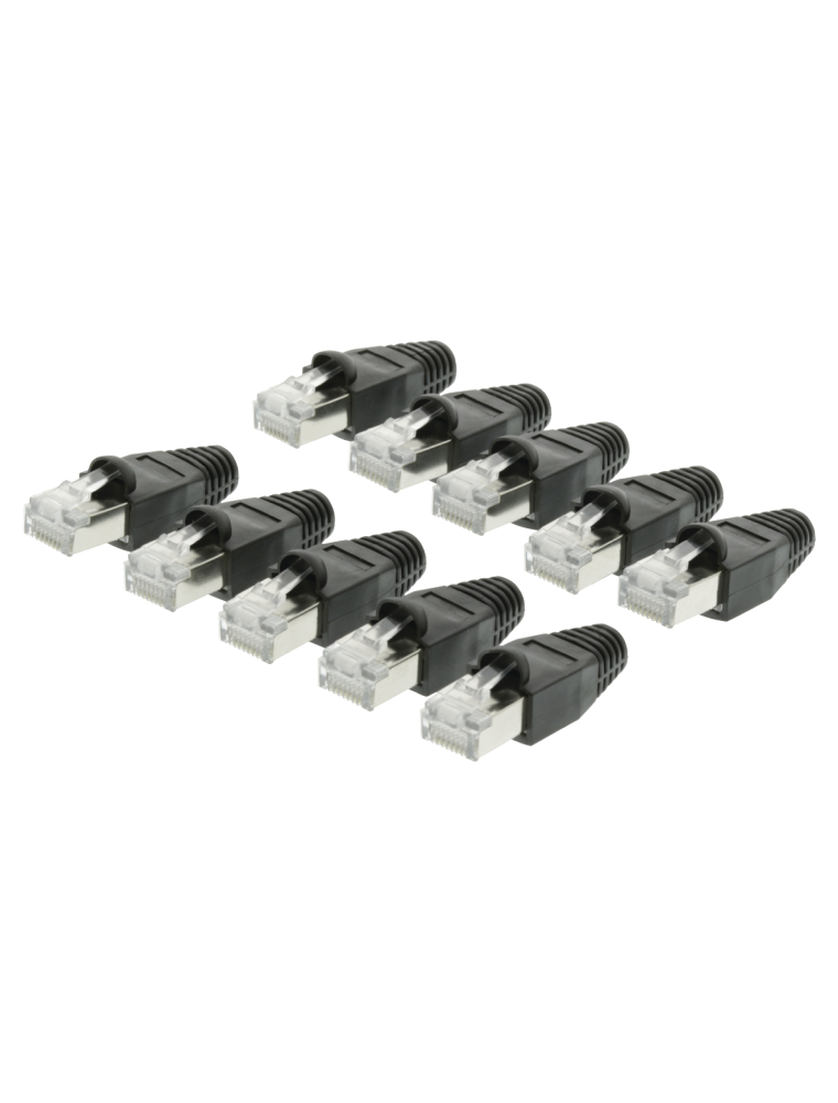 CONNETTORE SCHERMATO RJ45 CON CAPPUCCIO 10PZ