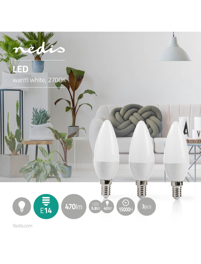 Lampadina led 6 watt a candela attacco e14 luce calda 3000k a basso consumo  lampada per illuminazione