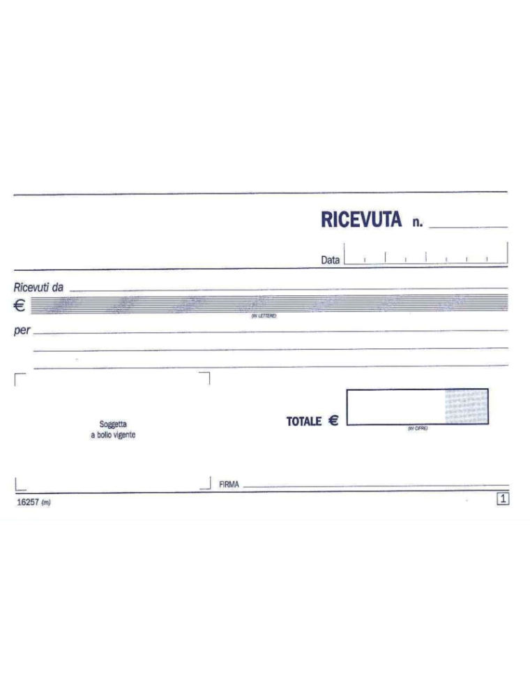 RICEVUTE GENERICHE 2 COPIE DATA UFFICIO 