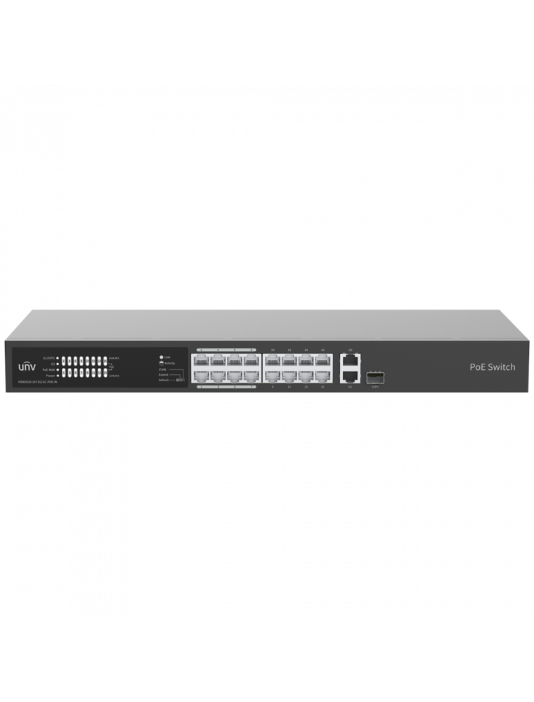 UNIVIEW SWITCH 16 PORTE POE GIGABIT 2 PORTE UPLINK