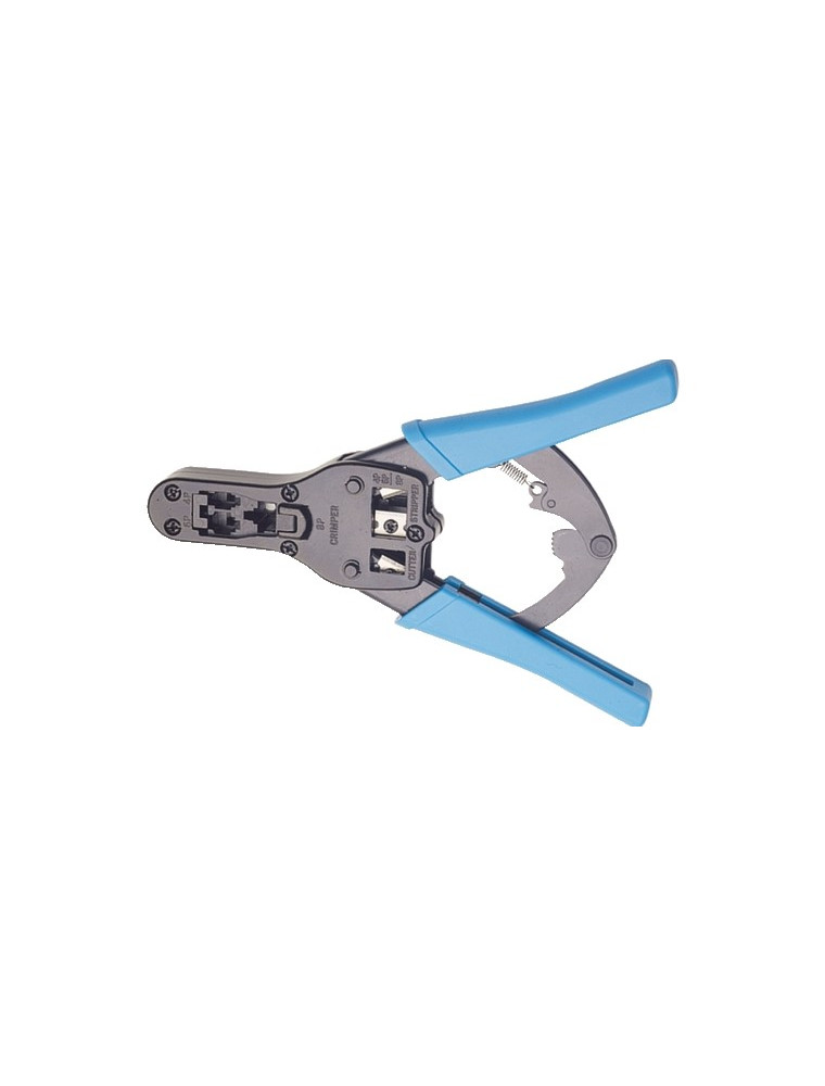 CRIMPING PLIERS WITH RATCHET FOR THROUGH MODULAR PLUGS