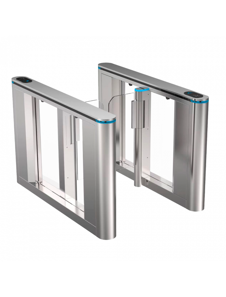 BIDIRECTIONAL ACCESS TURNSTILE GATE WITH FOLDING ACRYLIC BARRIER