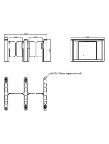 BIDIRECTIONAL ACCESS TURNSTILE GATE WITH FOLDING ACRYLIC BARRIER