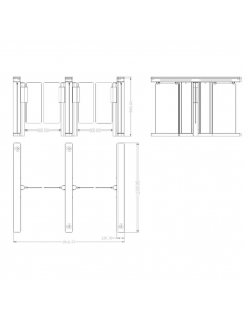 BIDIRECTIONAL ACCESS TURNSTILE GATE WITH FOLDING ACRYLIC BARRIER