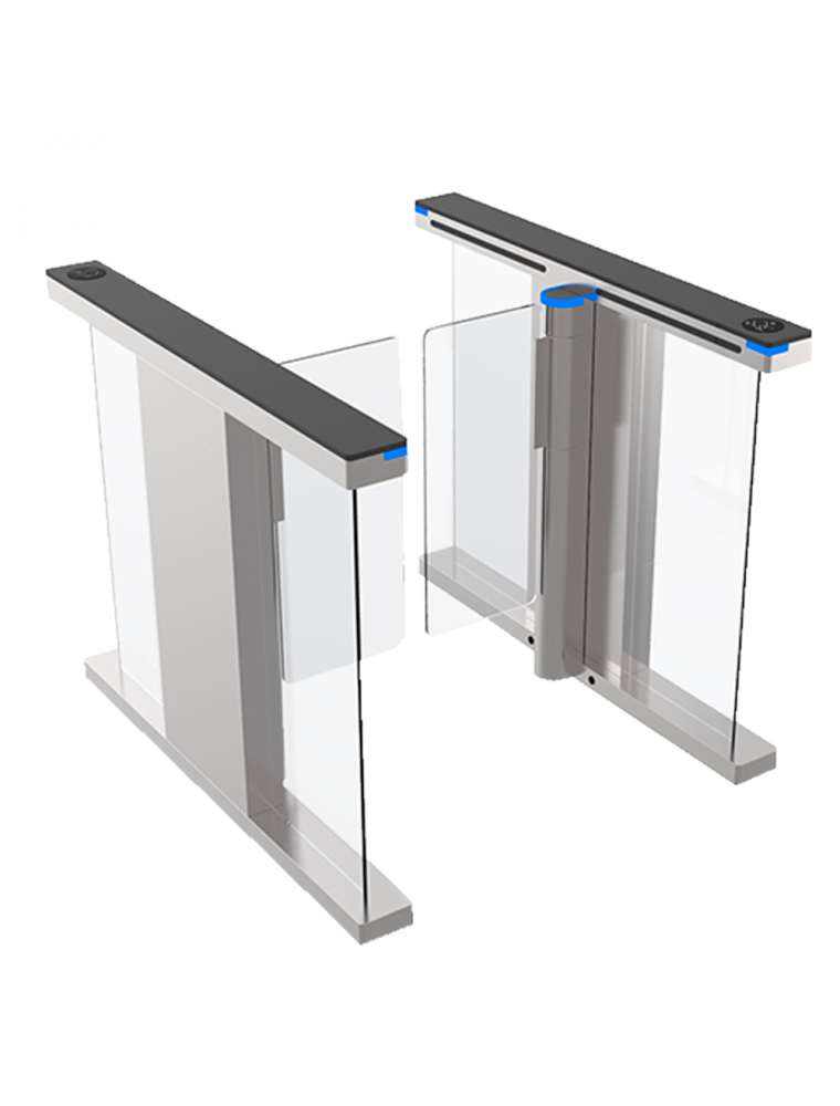 BIDIRECTIONAL ACCESS TURNSTILE GATE WITH FOLDING ACRYLIC BARRIER