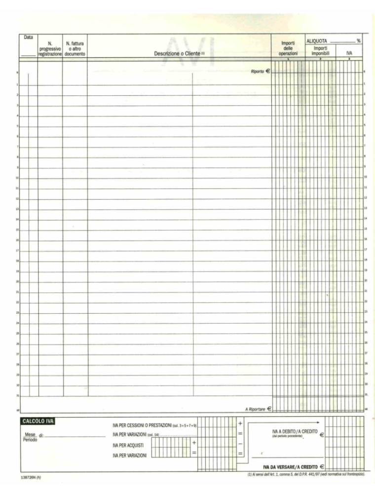 Registro dei Corrispettivi Doppia Copia Autocopiante 30x21,5 cm. - Carta  Shop